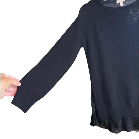 Garnet Hill Cashmere with silk shirttail black S - Picture 2 of 8